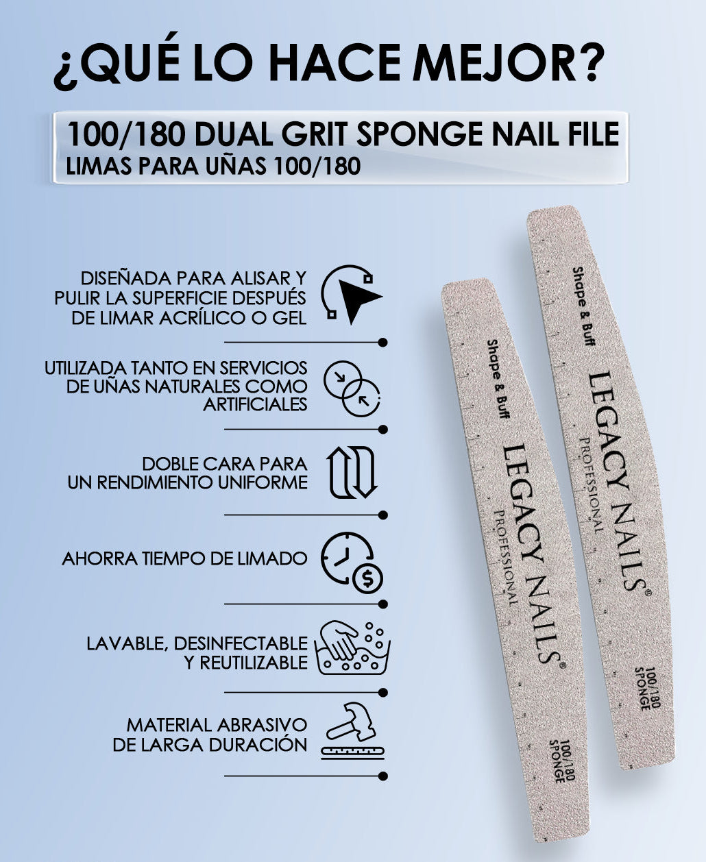Shape & Buff Sponge Nail File – 100/180