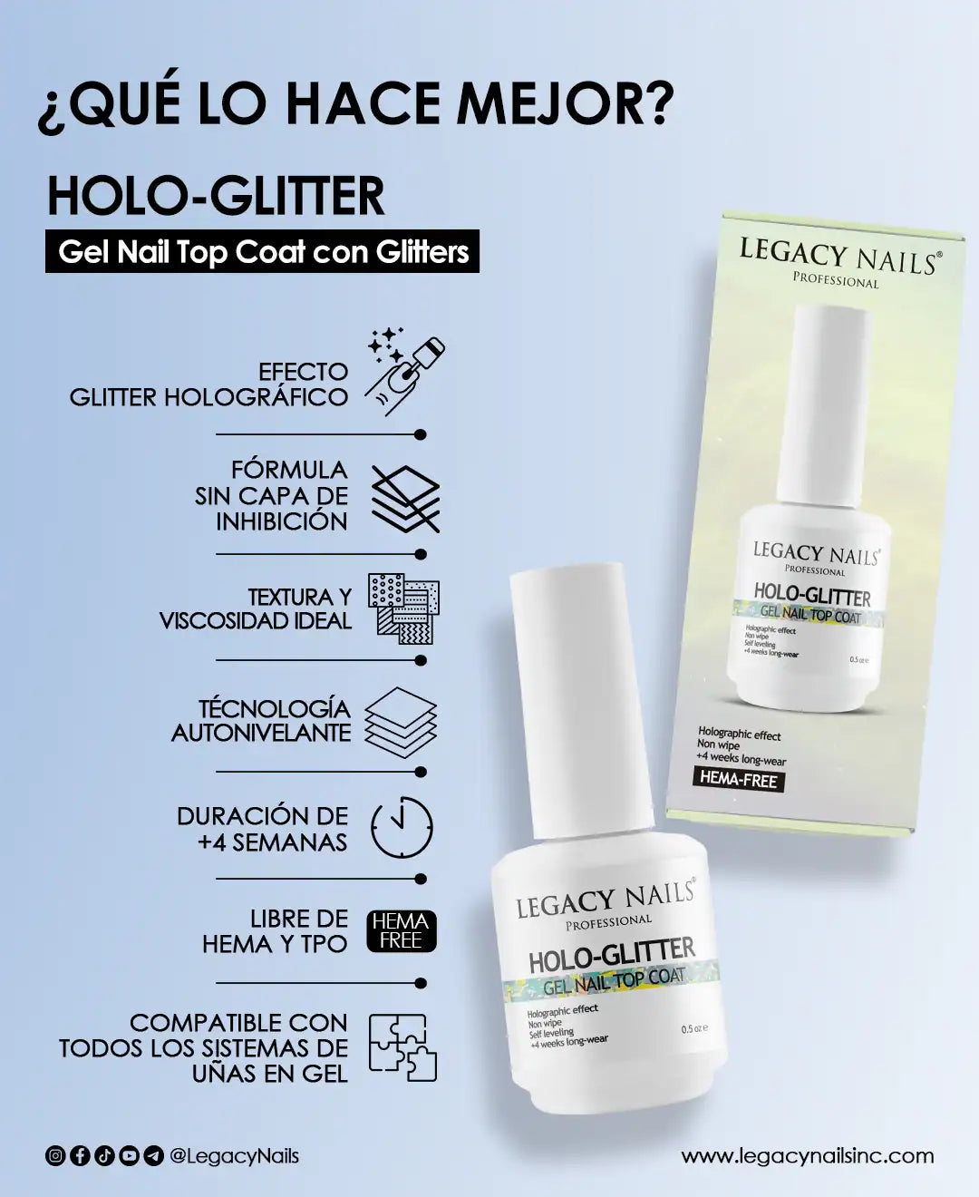 HOLOGLITTER – Gel Nail Top Coat with Glitter for Dazzling Nails