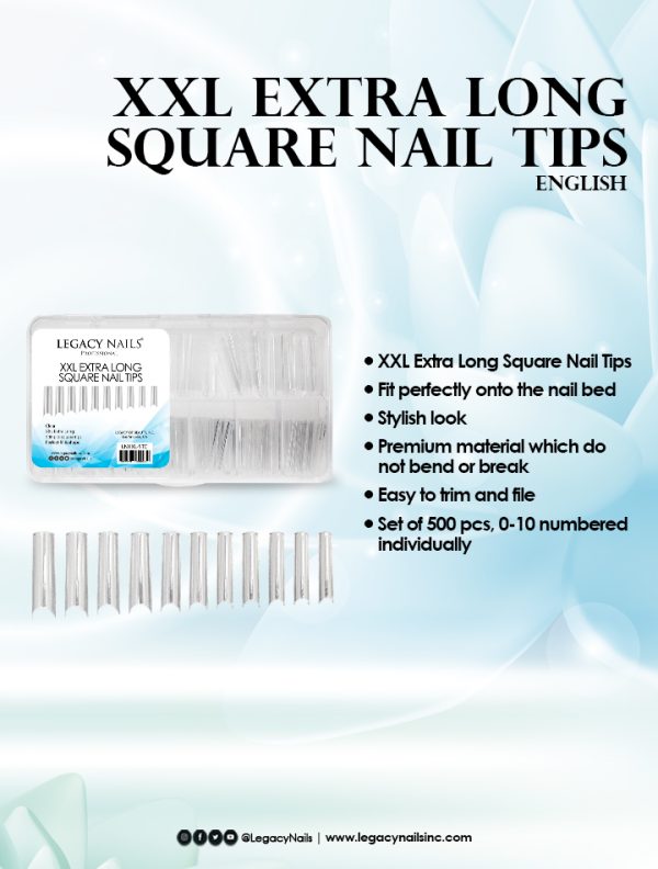 XXL Extra Long Square Nail Tips Clear