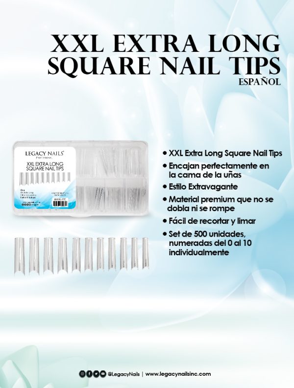 XXL Extra Long Square Nail Tips Clear