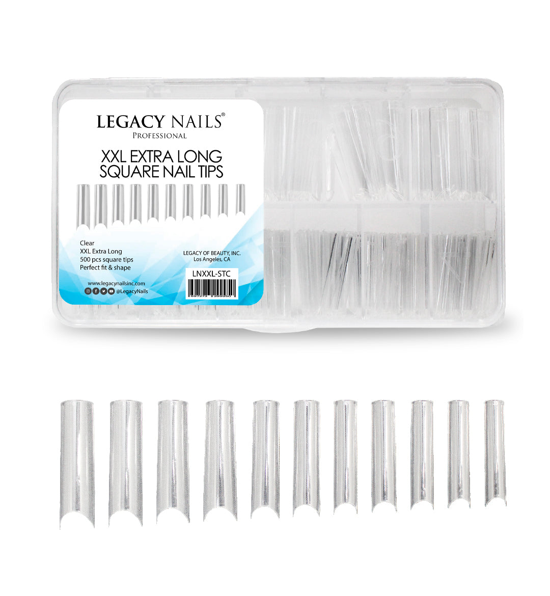 XXL Extra Long Square Nail Tips Clear
