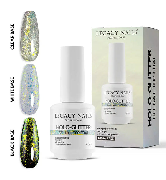 HOLOGLITTER – Gel Nail Top Coat with Glitter for Dazzling Nails