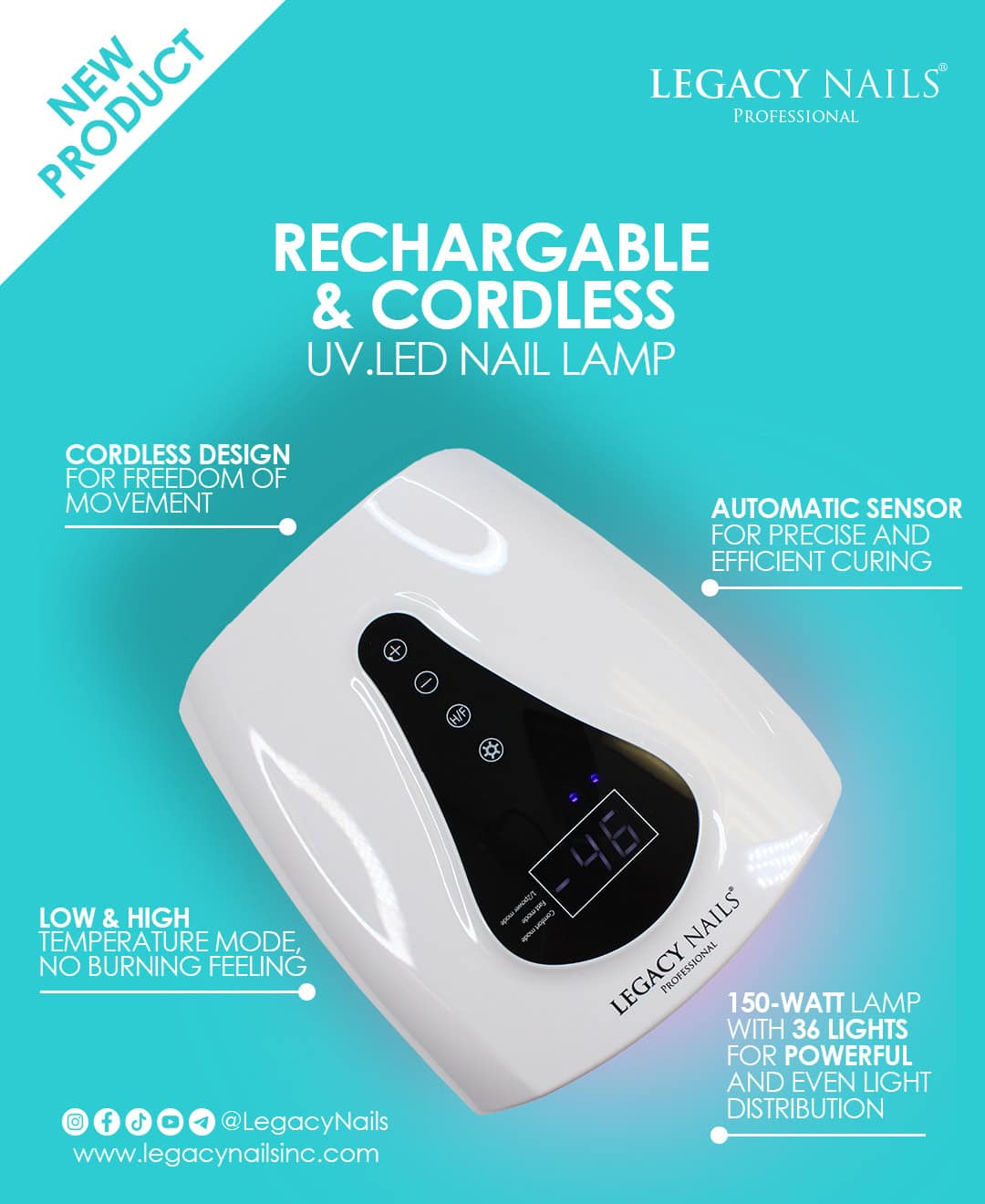 RECHARGEABLE & CORDLESS LED NAIL LAMP
