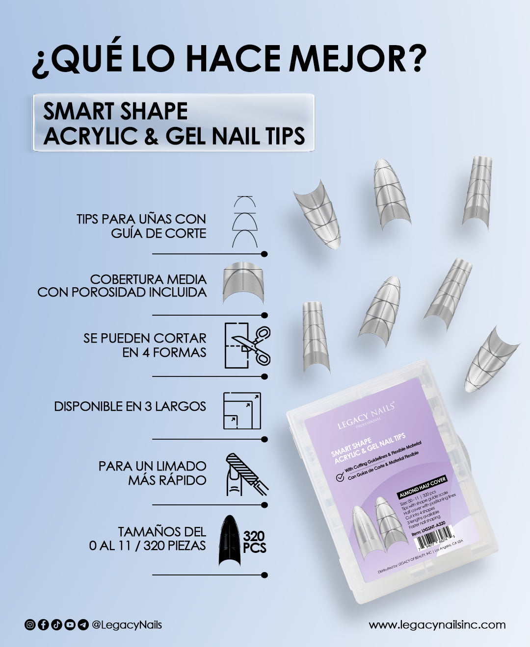 SMART SHAPE Gel and Acrylic Nail Tips – Coffin Half Cover