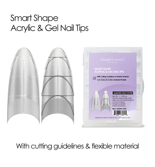 SMART SHAPE Gel and Acrylic Nail Tips – Almond Half Cover