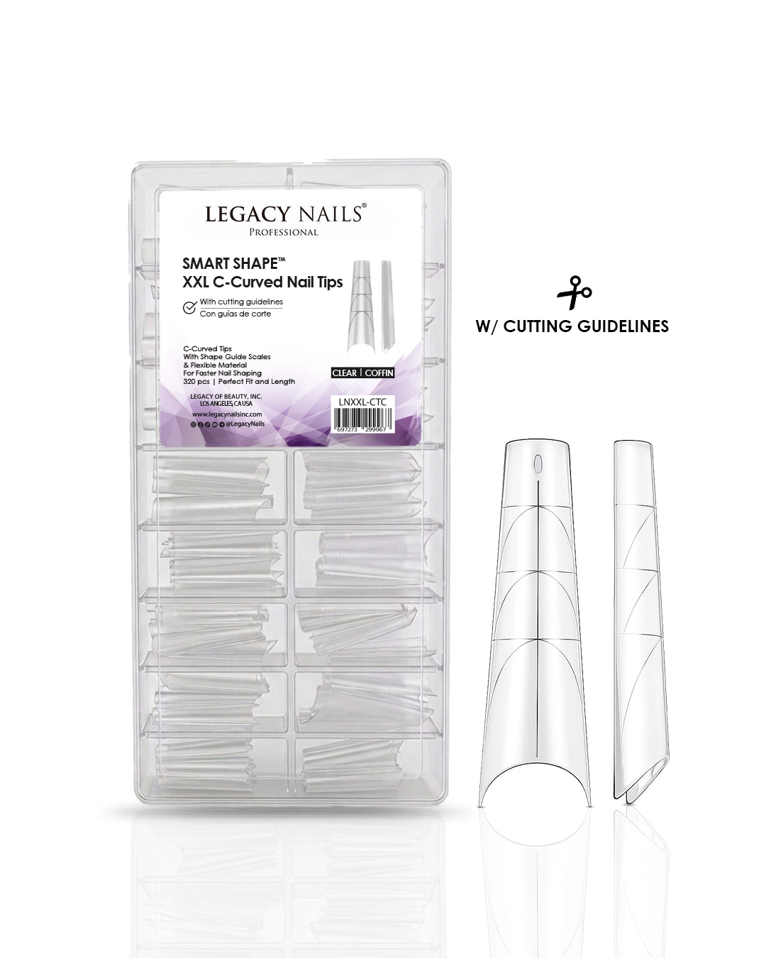 SMART SHAPE XXL C Curved Nail Tips – Coffin