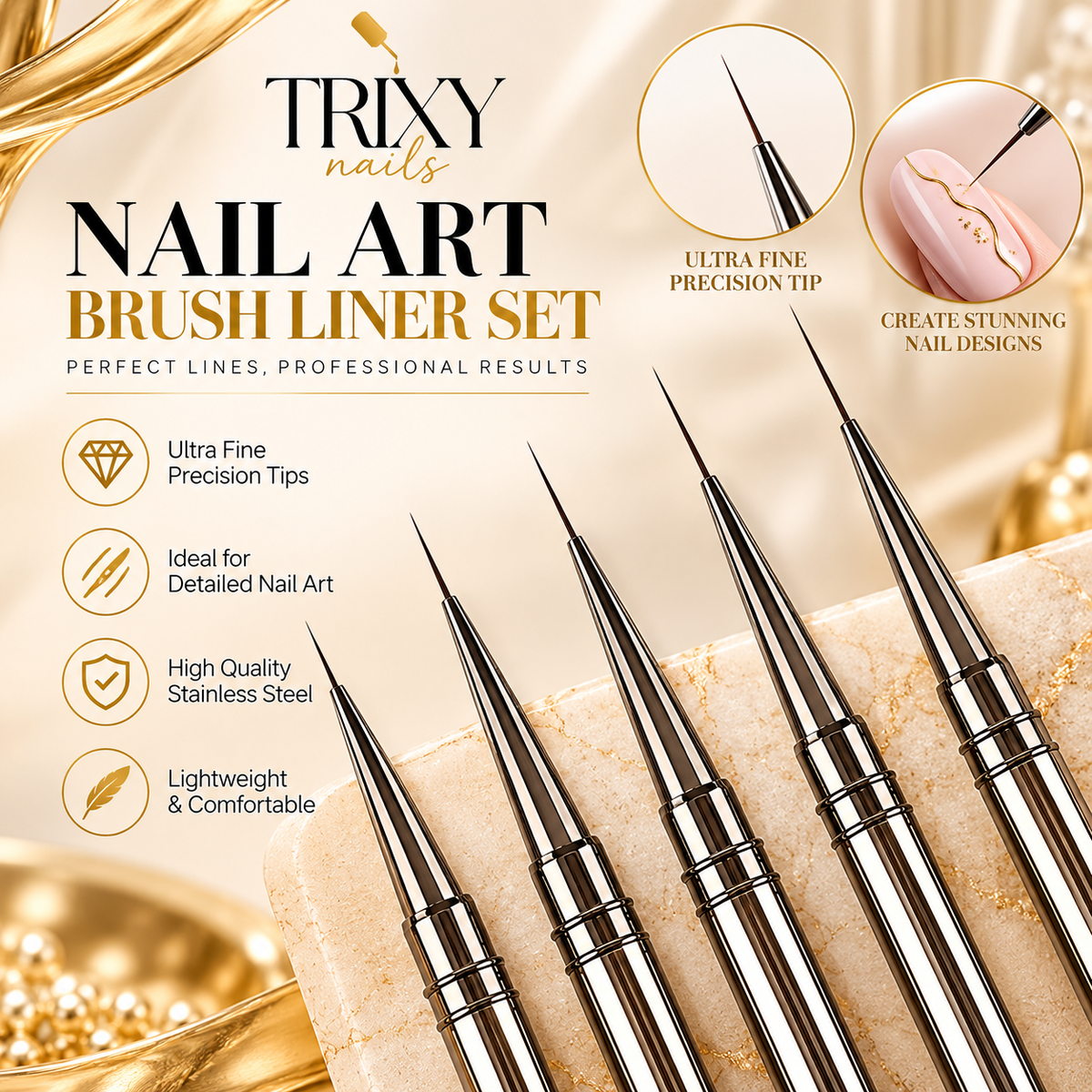 Gel Polish Liner Set - 5 Pcs