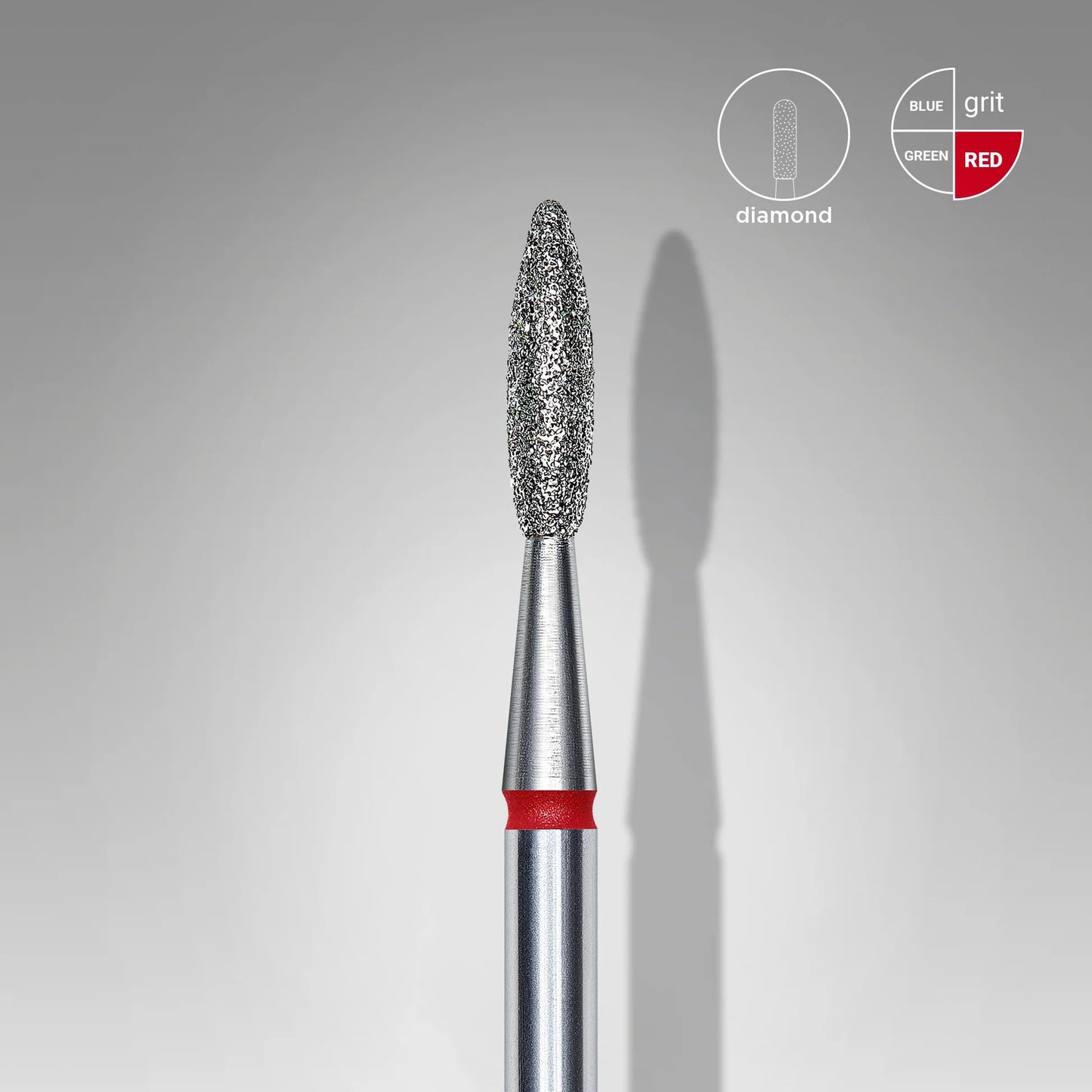 Diamond nail drill bit pointed flame red EXPERT head diameter 2,1 mm / working part 8 mm